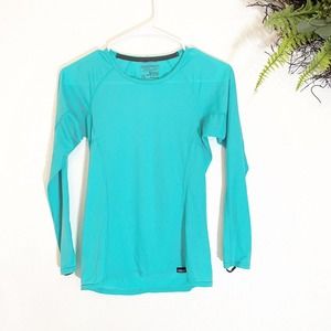 Patagonia Capilene Base Layer Shirt Womens Xxs Blue Long Sleeve Pullover Hiking